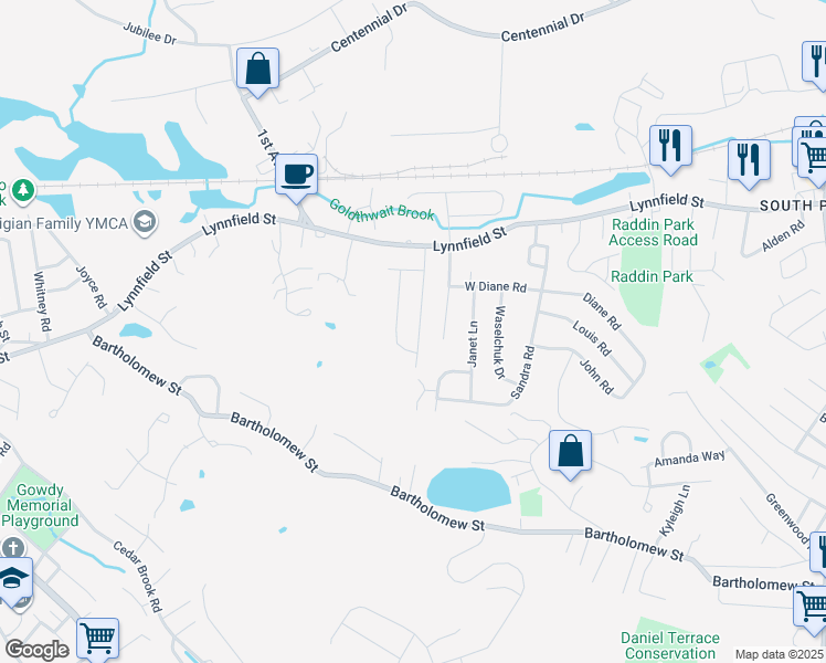 map of restaurants, bars, coffee shops, grocery stores, and more near 21 Ravenwood Rd in Peabody