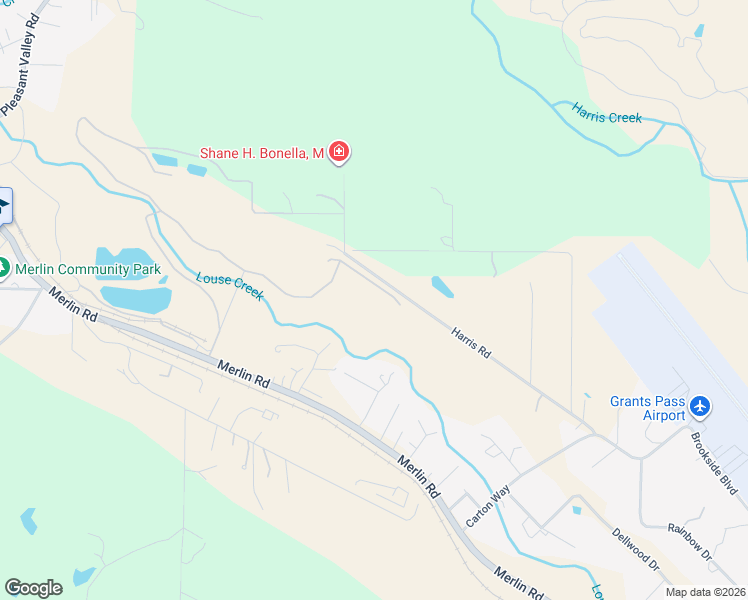 map of restaurants, bars, coffee shops, grocery stores, and more near 705 Harris Road in Grants Pass