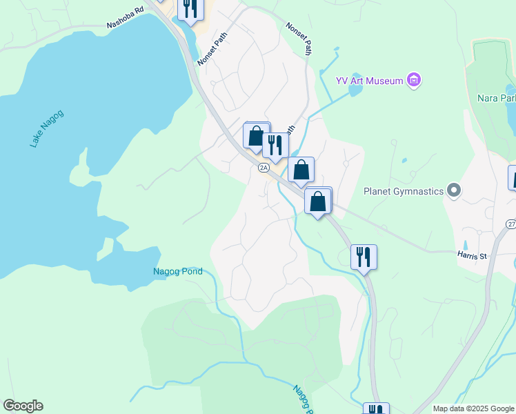 map of restaurants, bars, coffee shops, grocery stores, and more near 16 Chestnut Street in Acton