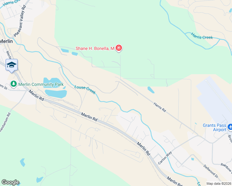 map of restaurants, bars, coffee shops, grocery stores, and more near 779 Harris Road in Grants Pass