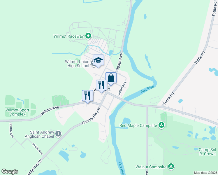 map of restaurants, bars, coffee shops, grocery stores, and more near in Salem Lakes