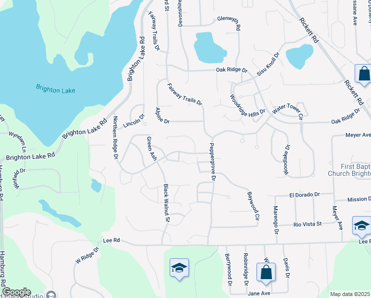 map of restaurants, bars, coffee shops, grocery stores, and more near 830 Northern Ridge Drive in Brighton