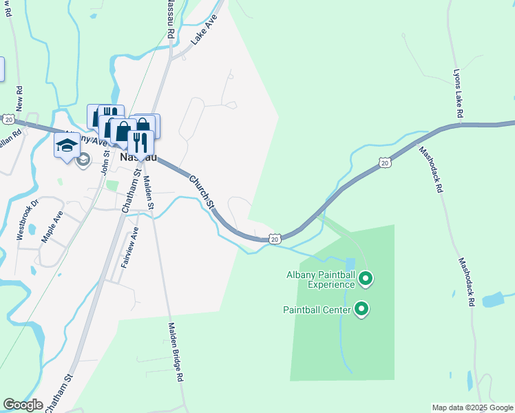 map of restaurants, bars, coffee shops, grocery stores, and more near 75 Church Street in Nassau