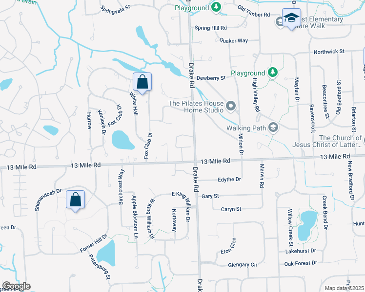 map of restaurants, bars, coffee shops, grocery stores, and more near 29527 Nova Valley Drive in Farmington Hills