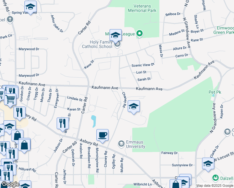 map of restaurants, bars, coffee shops, grocery stores, and more near 2353 Coventry Park Circle in Dubuque