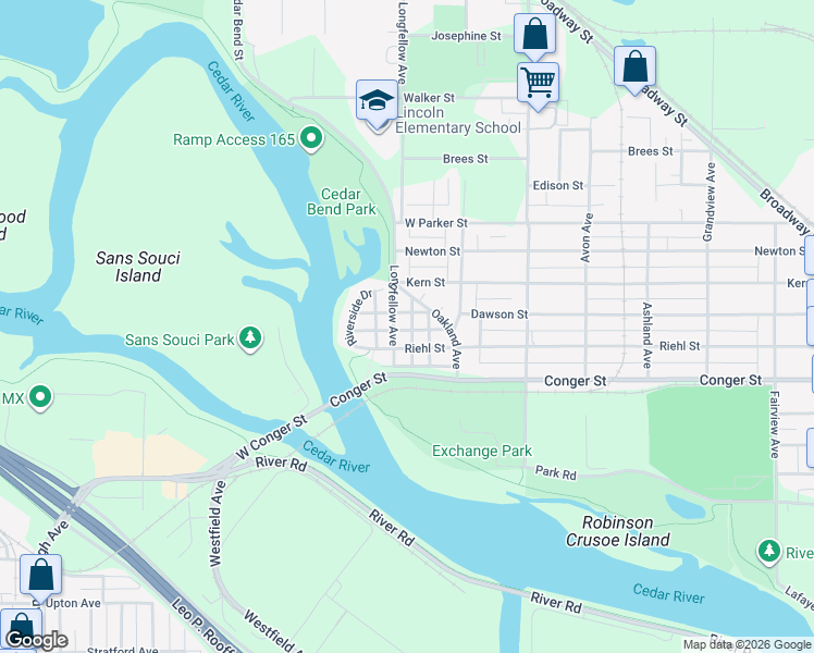 map of restaurants, bars, coffee shops, grocery stores, and more near 314 Lindale Avenue in Waterloo