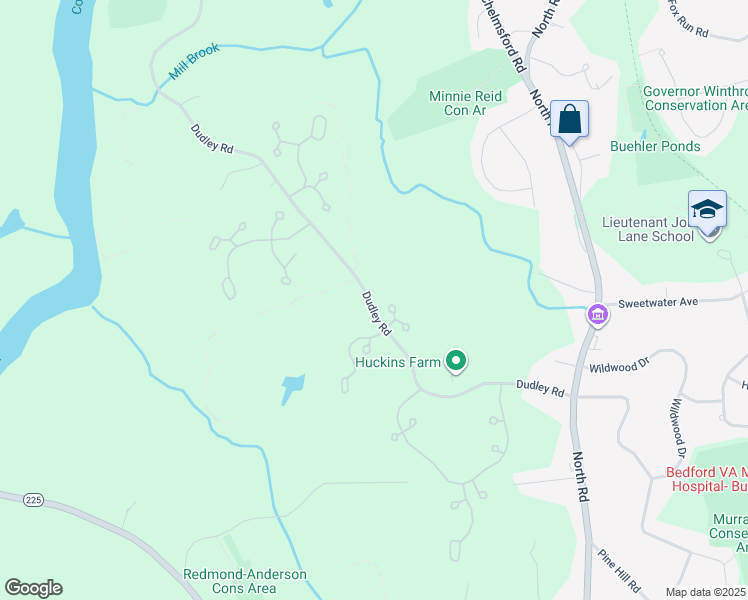 map of restaurants, bars, coffee shops, grocery stores, and more near 2 Pickman Drive in Bedford