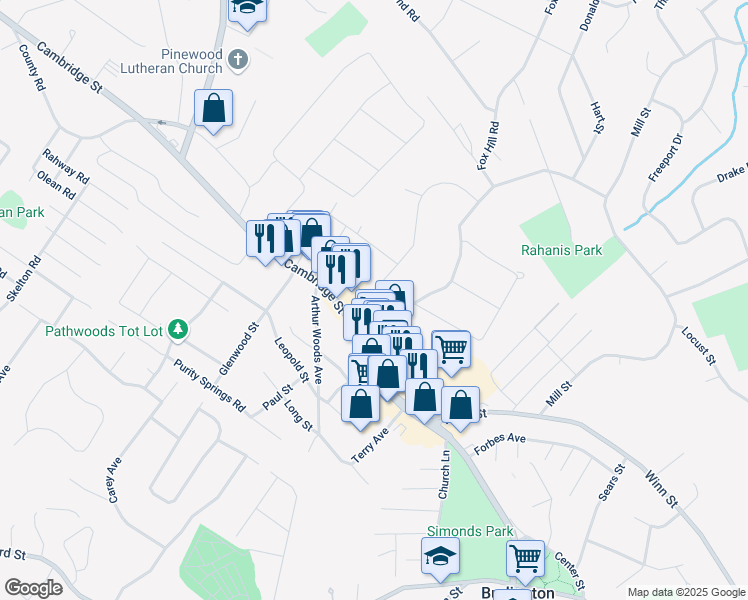 map of restaurants, bars, coffee shops, grocery stores, and more near 29 Maryvale Road in Burlington