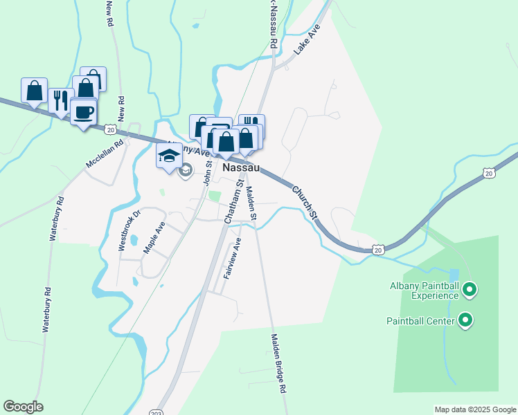 map of restaurants, bars, coffee shops, grocery stores, and more near 13 Malden Street in Nassau