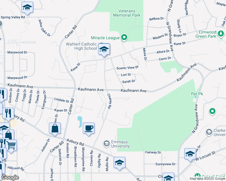 map of restaurants, bars, coffee shops, grocery stores, and more near 2640 Becker Court in Dubuque