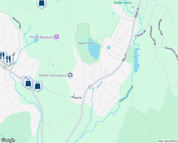 map of restaurants, bars, coffee shops, grocery stores, and more near 6 Ledgerock Way in Acton