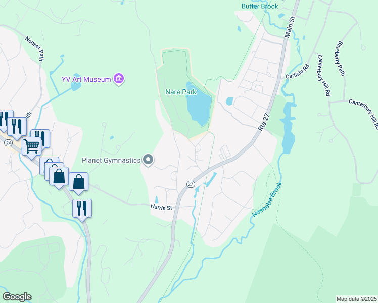 map of restaurants, bars, coffee shops, grocery stores, and more near 6 Ledgerock Way in Acton