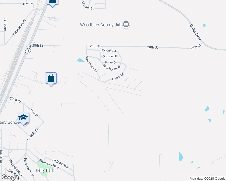 map of restaurants, bars, coffee shops, grocery stores, and more near 3700 28th Street in Sioux City