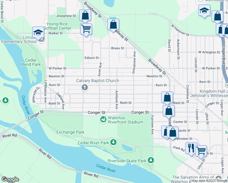map of restaurants, bars, coffee shops, grocery stores, and more near 806 Dawson Street in Waterloo