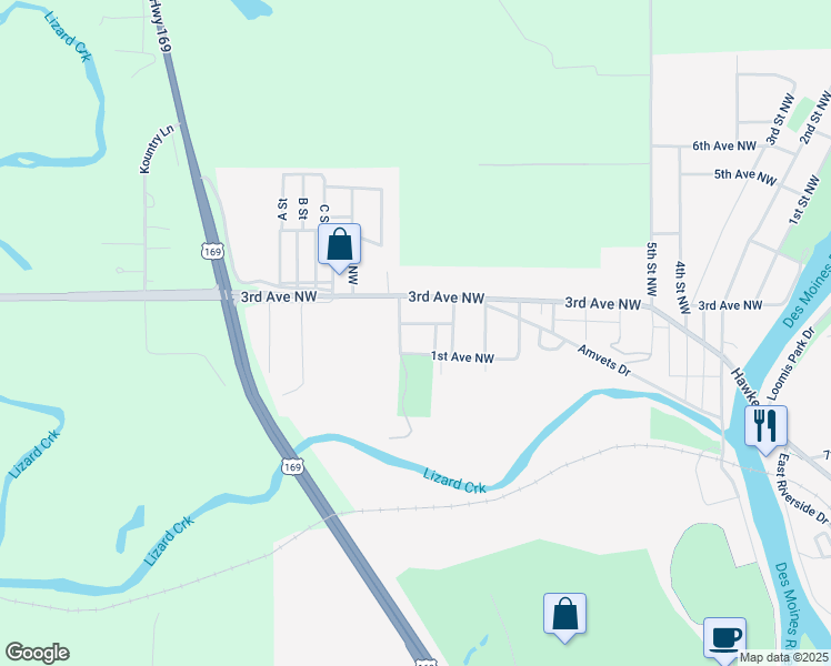 map of restaurants, bars, coffee shops, grocery stores, and more near 1135 2nd Avenue Northwest in Fort Dodge