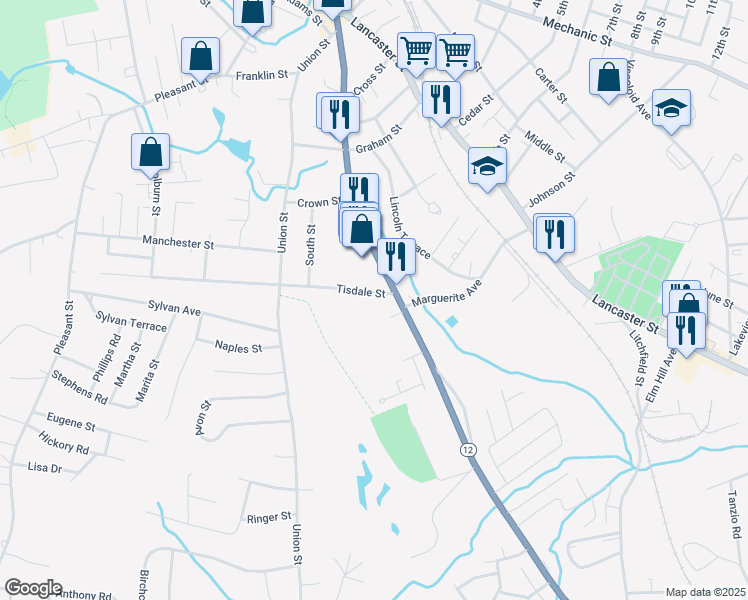 map of restaurants, bars, coffee shops, grocery stores, and more near 2 Tisdale Street in Leominster
