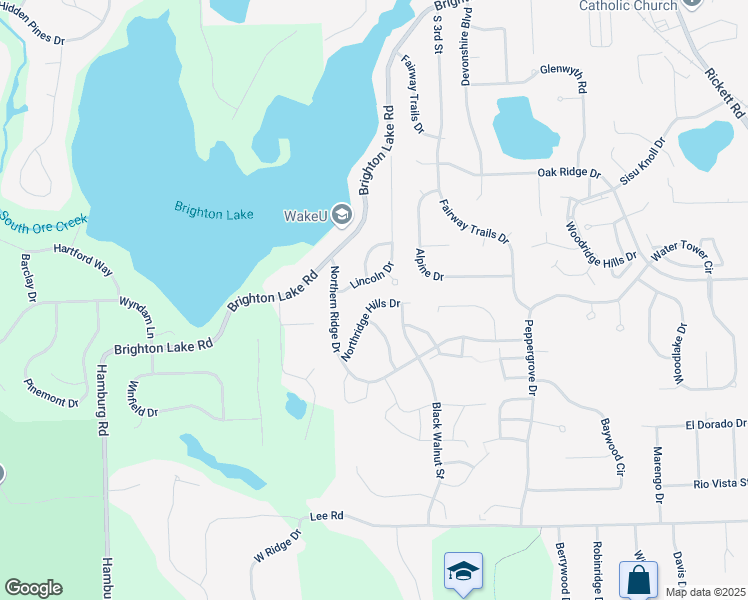 map of restaurants, bars, coffee shops, grocery stores, and more near 6096 Northridge Hills Drive in Brighton