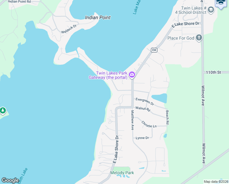 map of restaurants, bars, coffee shops, grocery stores, and more near 139 West Spring Drive in Twin Lakes