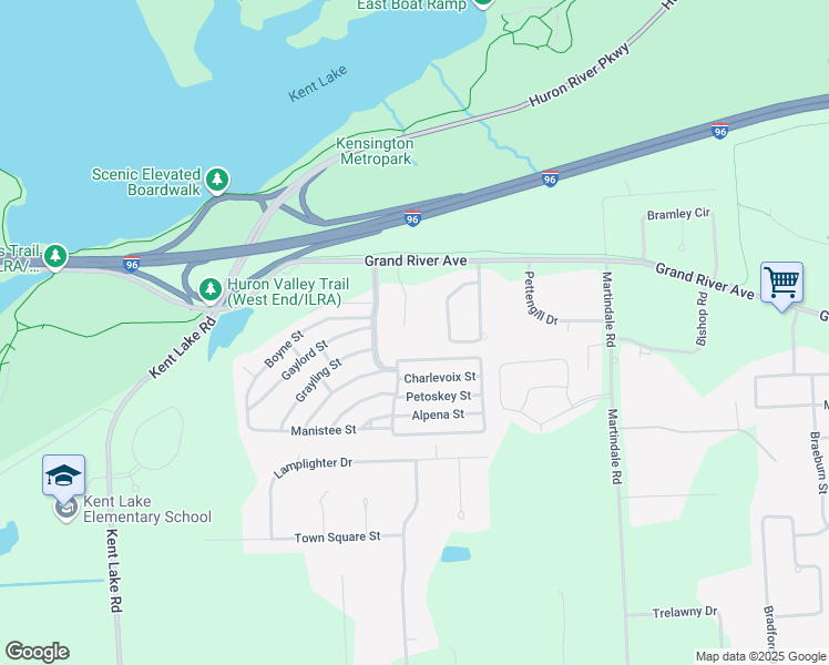 map of restaurants, bars, coffee shops, grocery stores, and more near 30633 Jeffrey Court in New Hudson