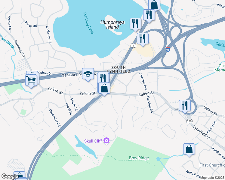 map of restaurants, bars, coffee shops, grocery stores, and more near 471 Broadway in Lynnfield