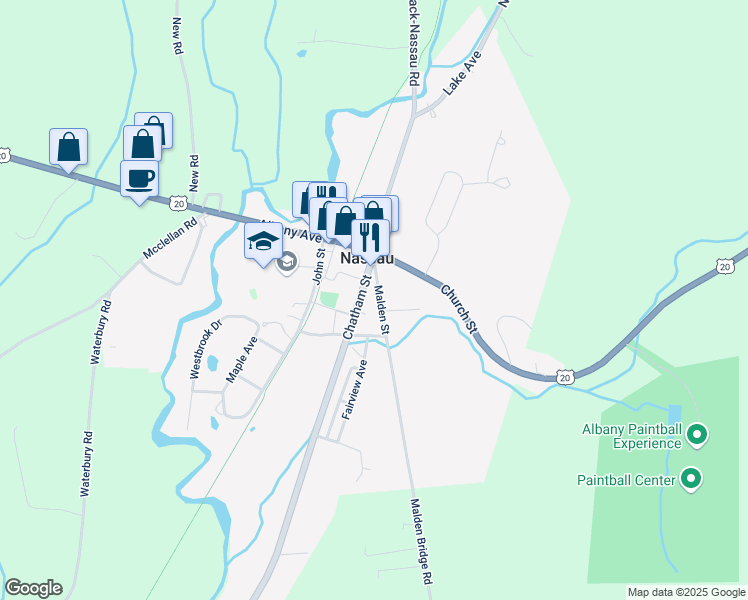 map of restaurants, bars, coffee shops, grocery stores, and more near 14 Malden Street in Nassau