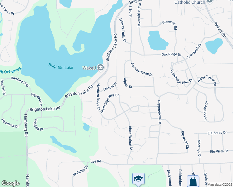map of restaurants, bars, coffee shops, grocery stores, and more near 6096 Northridge Hills Drive in Brighton