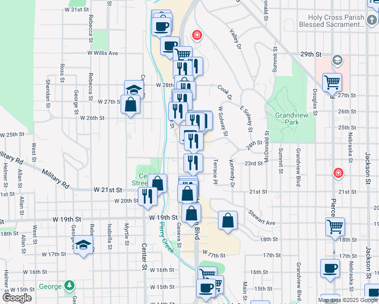 map of restaurants, bars, coffee shops, grocery stores, and more near 2301 Hamilton Boulevard in Sioux City