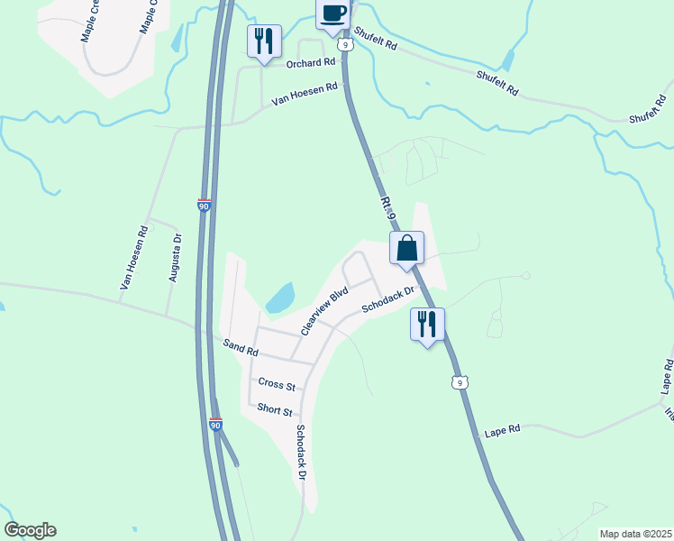 map of restaurants, bars, coffee shops, grocery stores, and more near 15 Crescent Drive in Castleton-on-Hudson