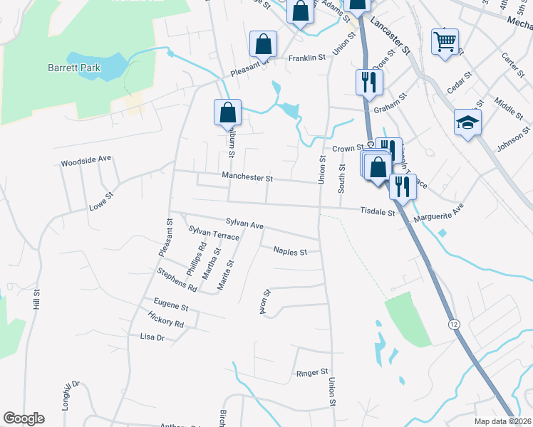 map of restaurants, bars, coffee shops, grocery stores, and more near 120 Sylvan Avenue in Leominster