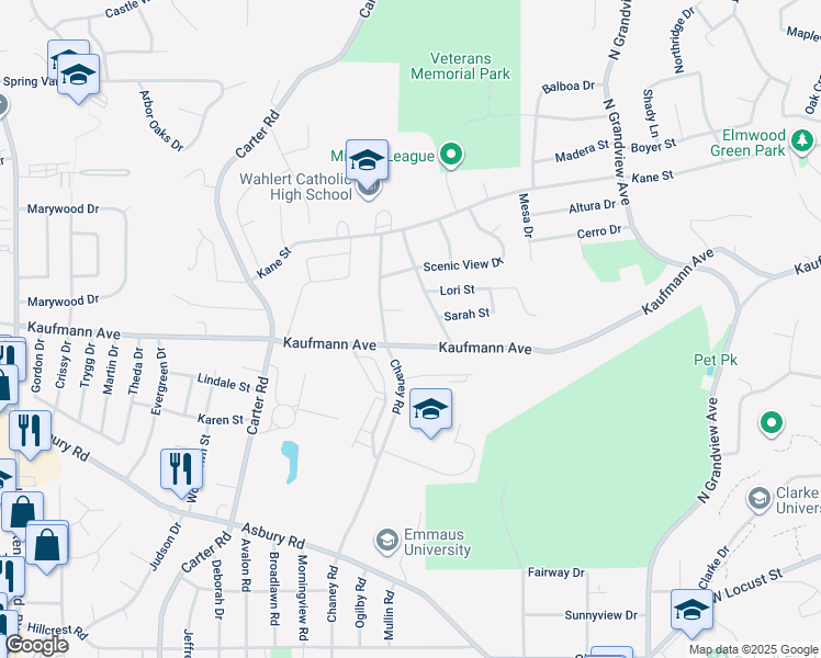 map of restaurants, bars, coffee shops, grocery stores, and more near 2640 Becker Court in Dubuque