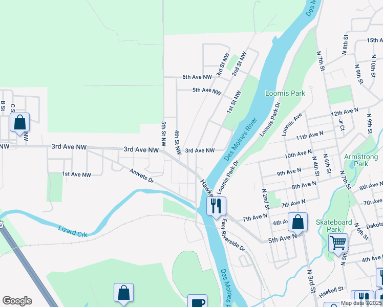 map of restaurants, bars, coffee shops, grocery stores, and more near in Fort Dodge