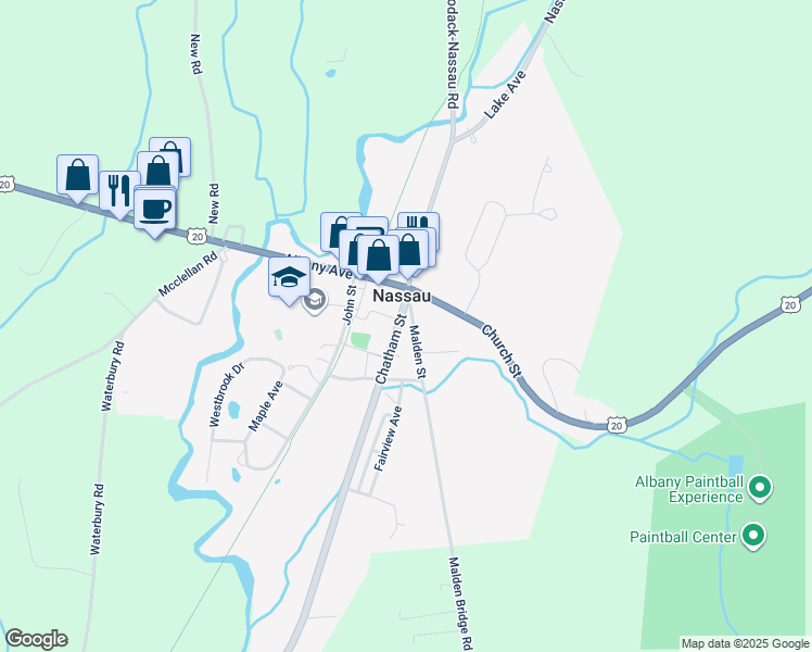 map of restaurants, bars, coffee shops, grocery stores, and more near 8 Malden Street in Nassau