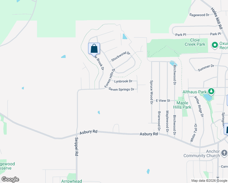 map of restaurants, bars, coffee shops, grocery stores, and more near 6106 7 Springs Dr in Asbury