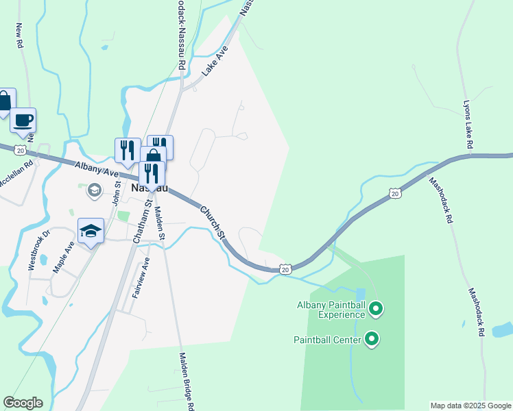 map of restaurants, bars, coffee shops, grocery stores, and more near 75 Church Street in Nassau