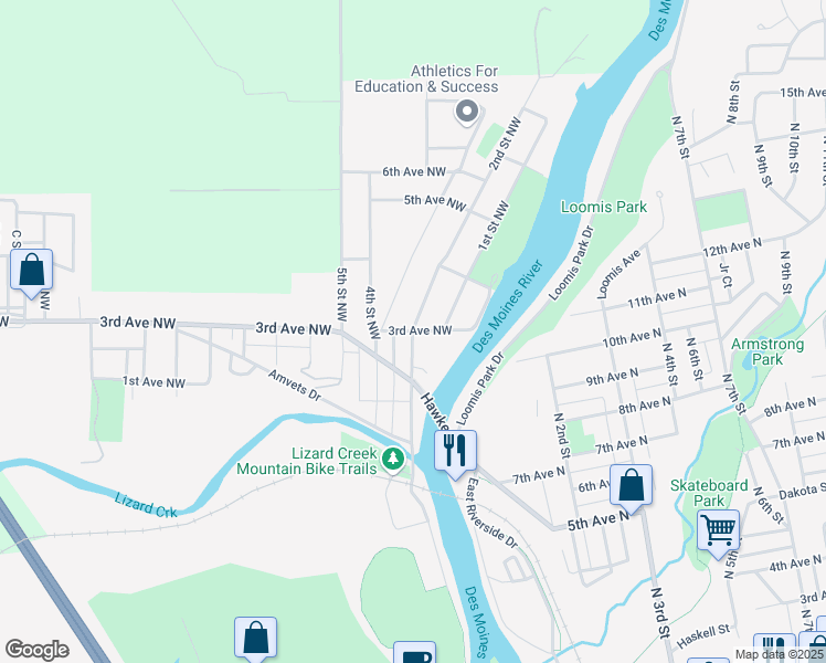 map of restaurants, bars, coffee shops, grocery stores, and more near in Fort Dodge