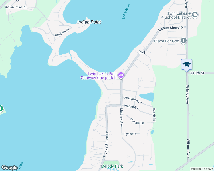 map of restaurants, bars, coffee shops, grocery stores, and more near 139 West Spring Drive in Twin Lakes