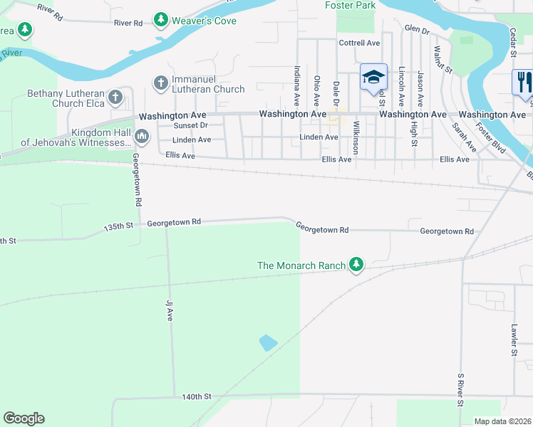 map of restaurants, bars, coffee shops, grocery stores, and more near 2001 Georgetown Road in Iowa Falls