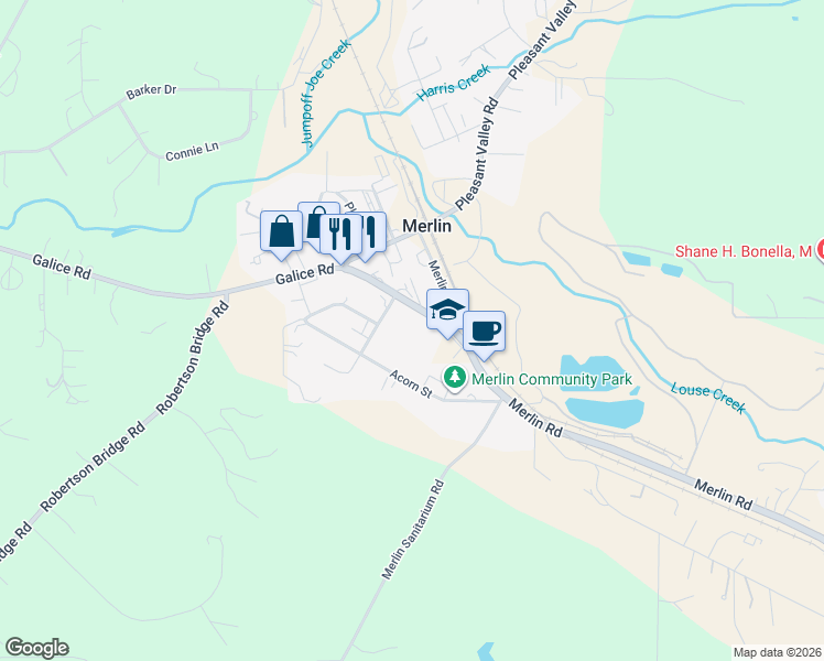 map of restaurants, bars, coffee shops, grocery stores, and more near in Merlin