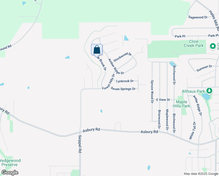 map of restaurants, bars, coffee shops, grocery stores, and more near 2409-6153 Forest Hills Drive in Asbury
