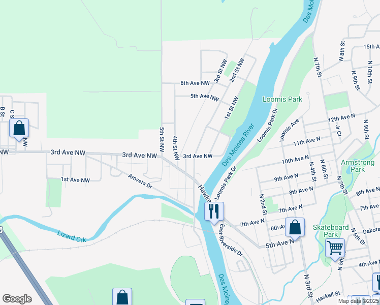 map of restaurants, bars, coffee shops, grocery stores, and more near 318 2nd Street Northwest in Fort Dodge
