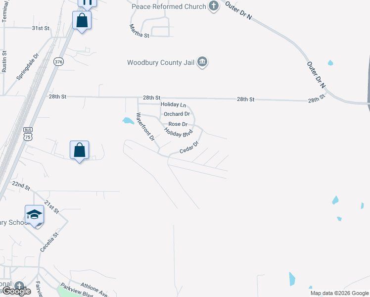 map of restaurants, bars, coffee shops, grocery stores, and more near 3700 28th Street in Sioux City