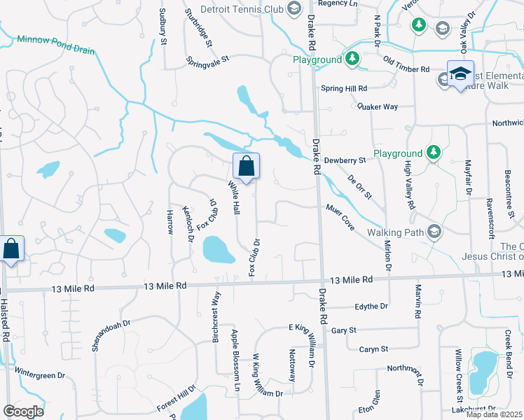 map of restaurants, bars, coffee shops, grocery stores, and more near 29853 Stanhurst Road in Farmington Hills