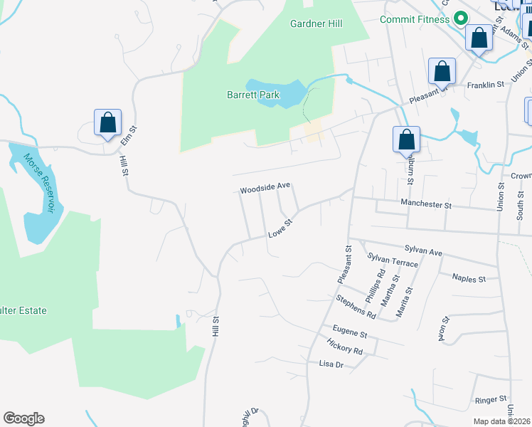 map of restaurants, bars, coffee shops, grocery stores, and more near 27 Croshee Lane in Leominster