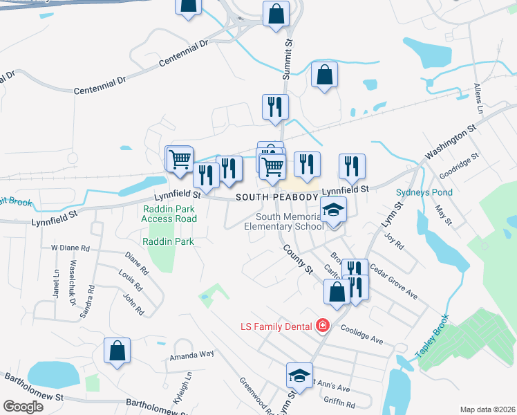 map of restaurants, bars, coffee shops, grocery stores, and more near 1 Alden Road in Peabody