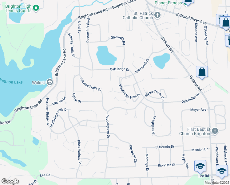 map of restaurants, bars, coffee shops, grocery stores, and more near 1008 Rosewood Court in Brighton