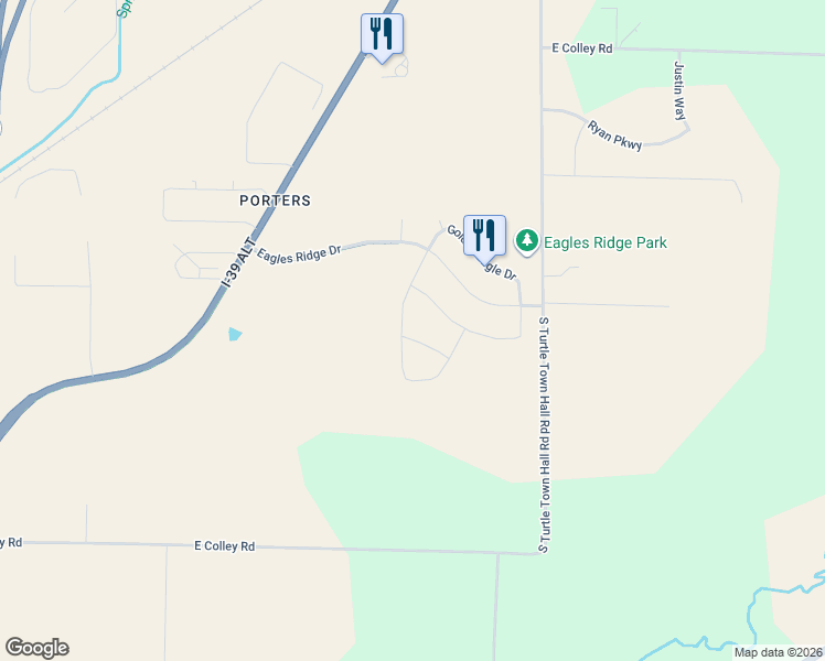 map of restaurants, bars, coffee shops, grocery stores, and more near 3630 Eagles Ridge Drive in Beloit