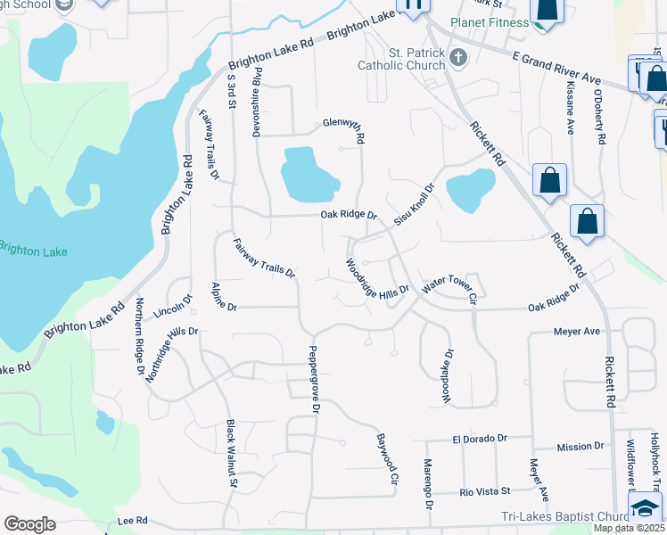map of restaurants, bars, coffee shops, grocery stores, and more near 1008 Rosewood Court in Brighton
