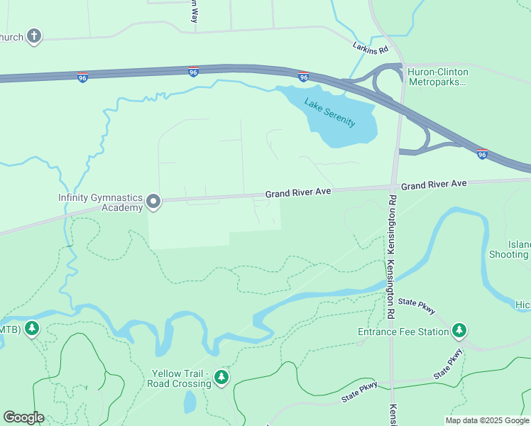 map of restaurants, bars, coffee shops, grocery stores, and more near 12650 Grand River Avenue in Brighton