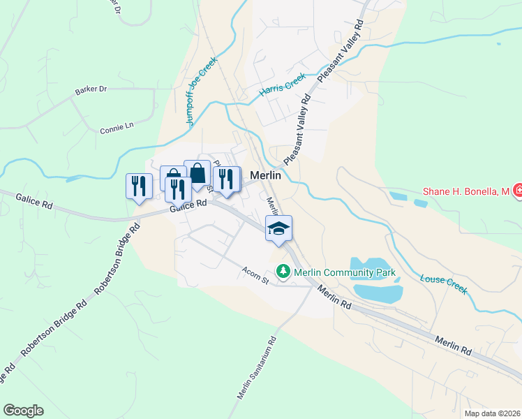 map of restaurants, bars, coffee shops, grocery stores, and more near 330 Merlin Avenue in Merlin