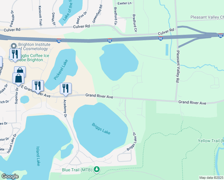 map of restaurants, bars, coffee shops, grocery stores, and more near High Point Court in Brighton